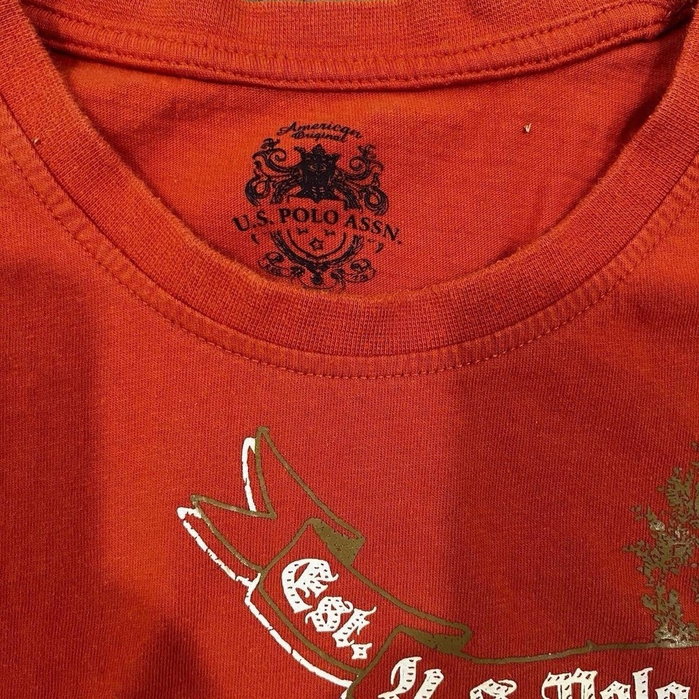 U.S. Polo Assn. Men's Orange Graphic Tee Men's Size XL Skate Y2K Surf Goth Emo - Picture 3 of 3